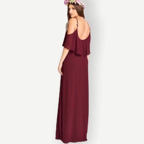 Show Me Your Mumu Caitlin Ruffle Maxi Dress Merlot - Picture 3 of 12